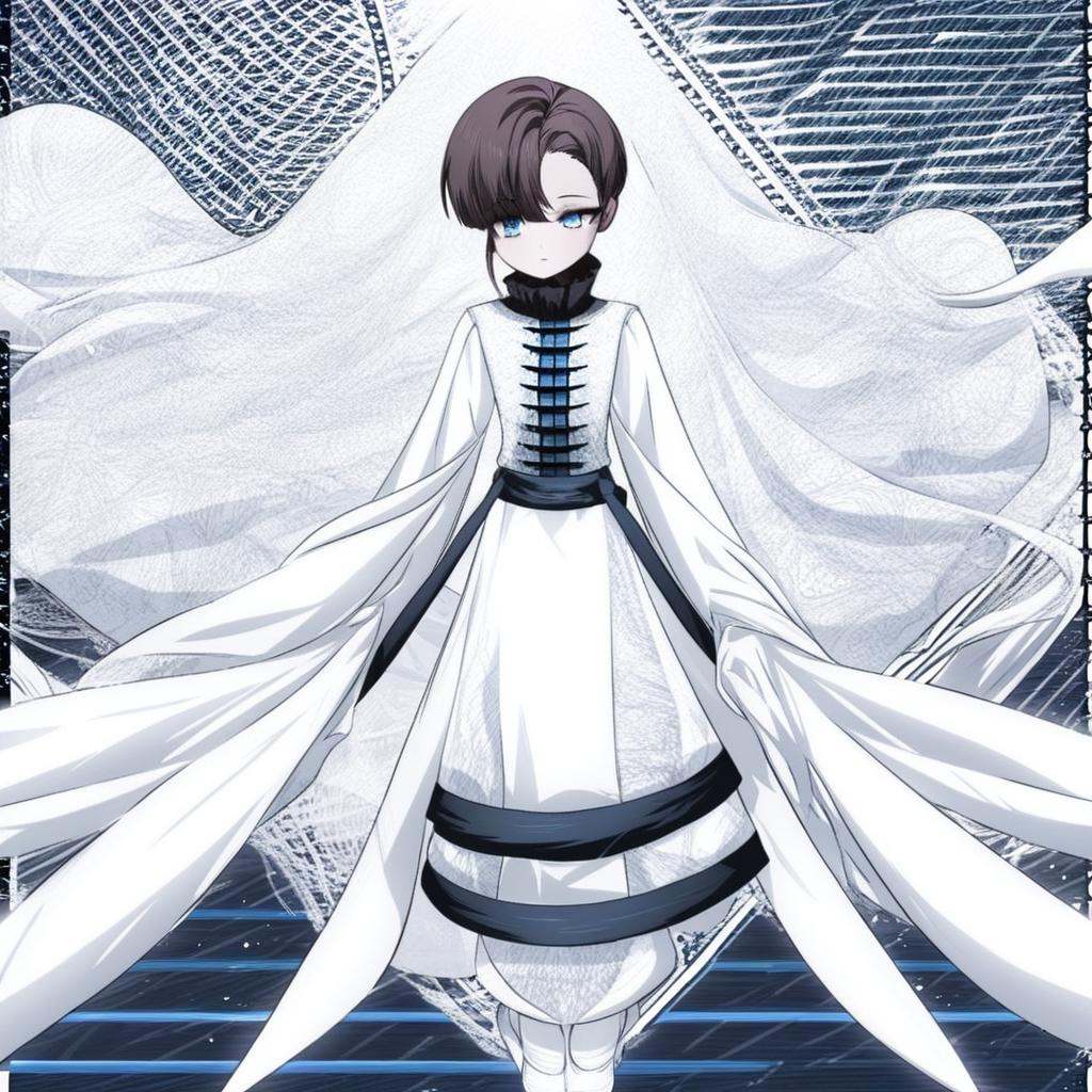 short hair,  brown hair,  asymmetrical bangs on Tensor.Art