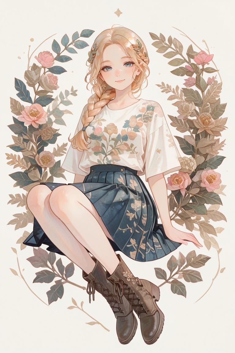 1girl,  gold braid hair,  blue eyes on Tensor.Art
