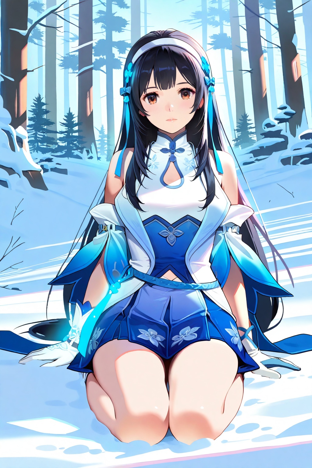 Snow,  Snow,  Sit on the ground on Tensor.Art