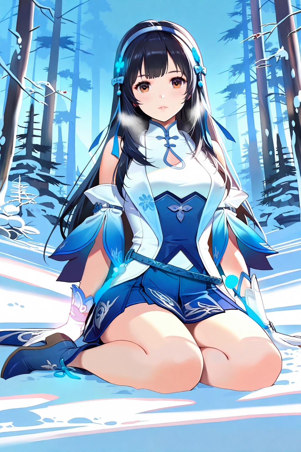 Snow,  Snow,  Sit on the ground on Tensor.Art