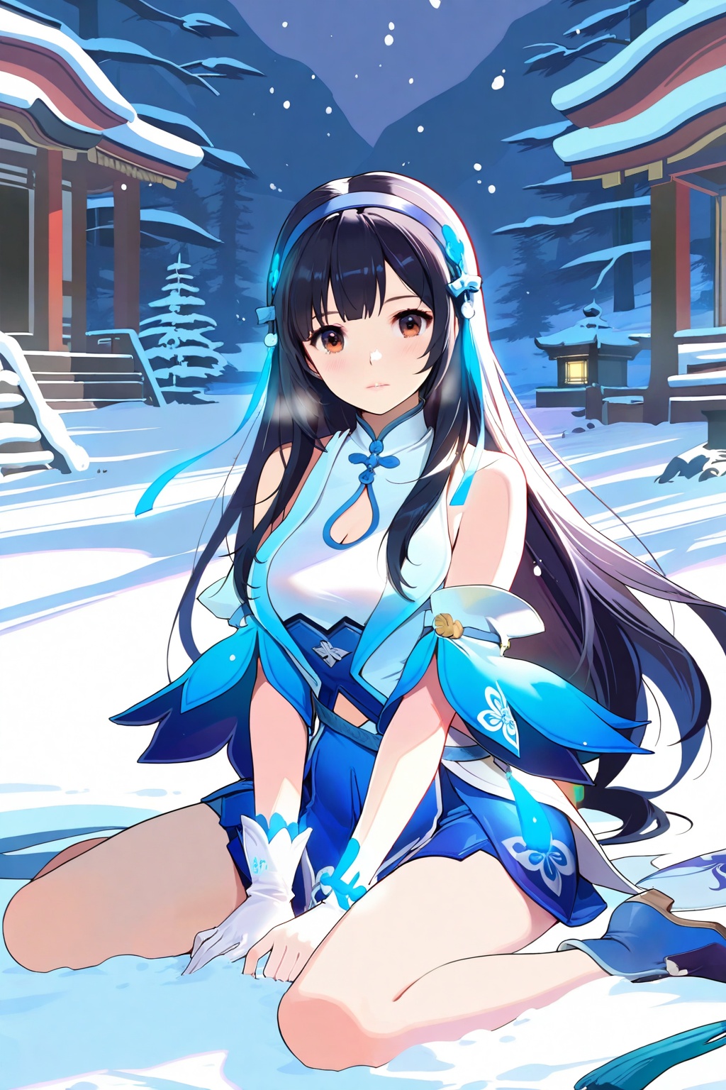 Snow,  Snow,  Sit on the ground on Tensor.Art