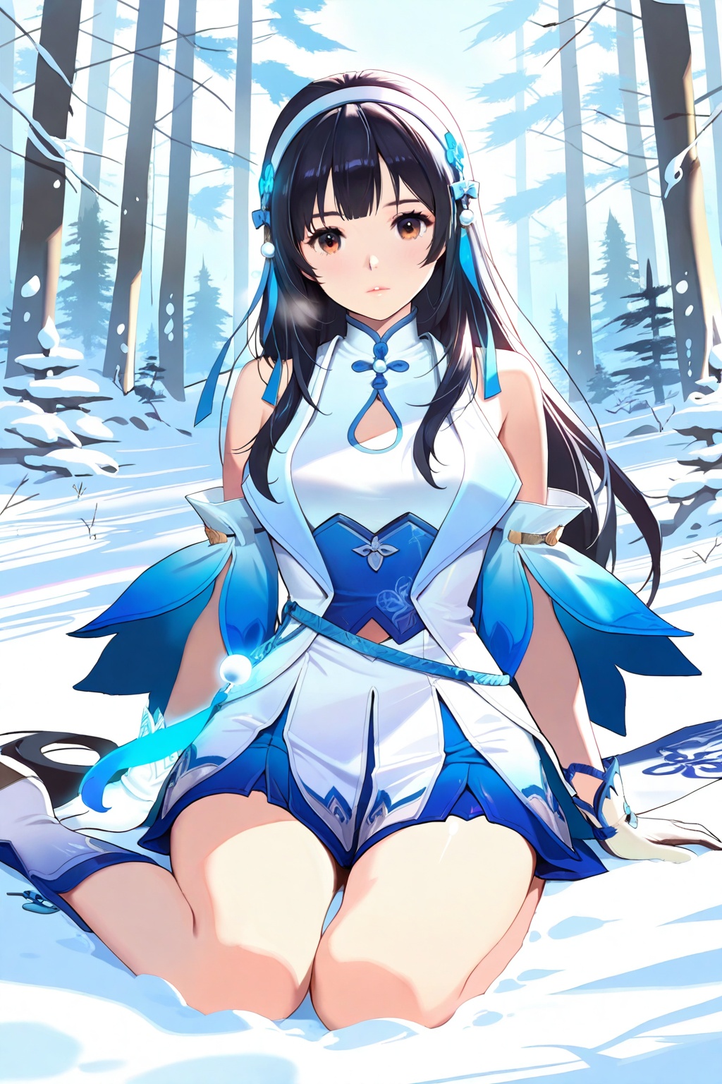Snow,  Snow,  Sit on the ground on Tensor.Art