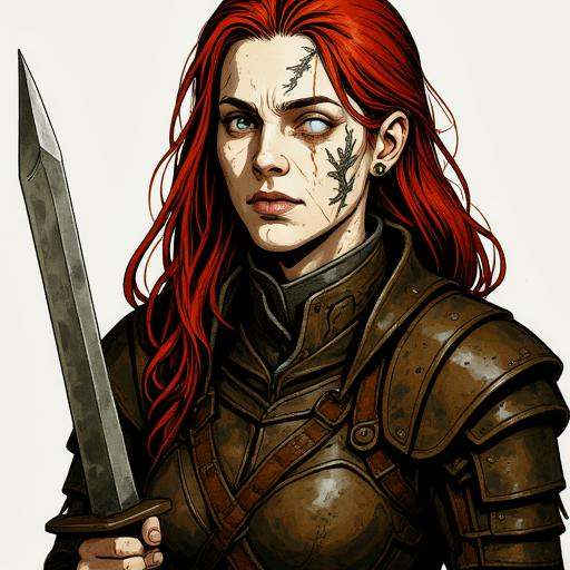 Illustration that features A extremely Pale woman with a single blind eye,  the right eye of the character is blind skin w...