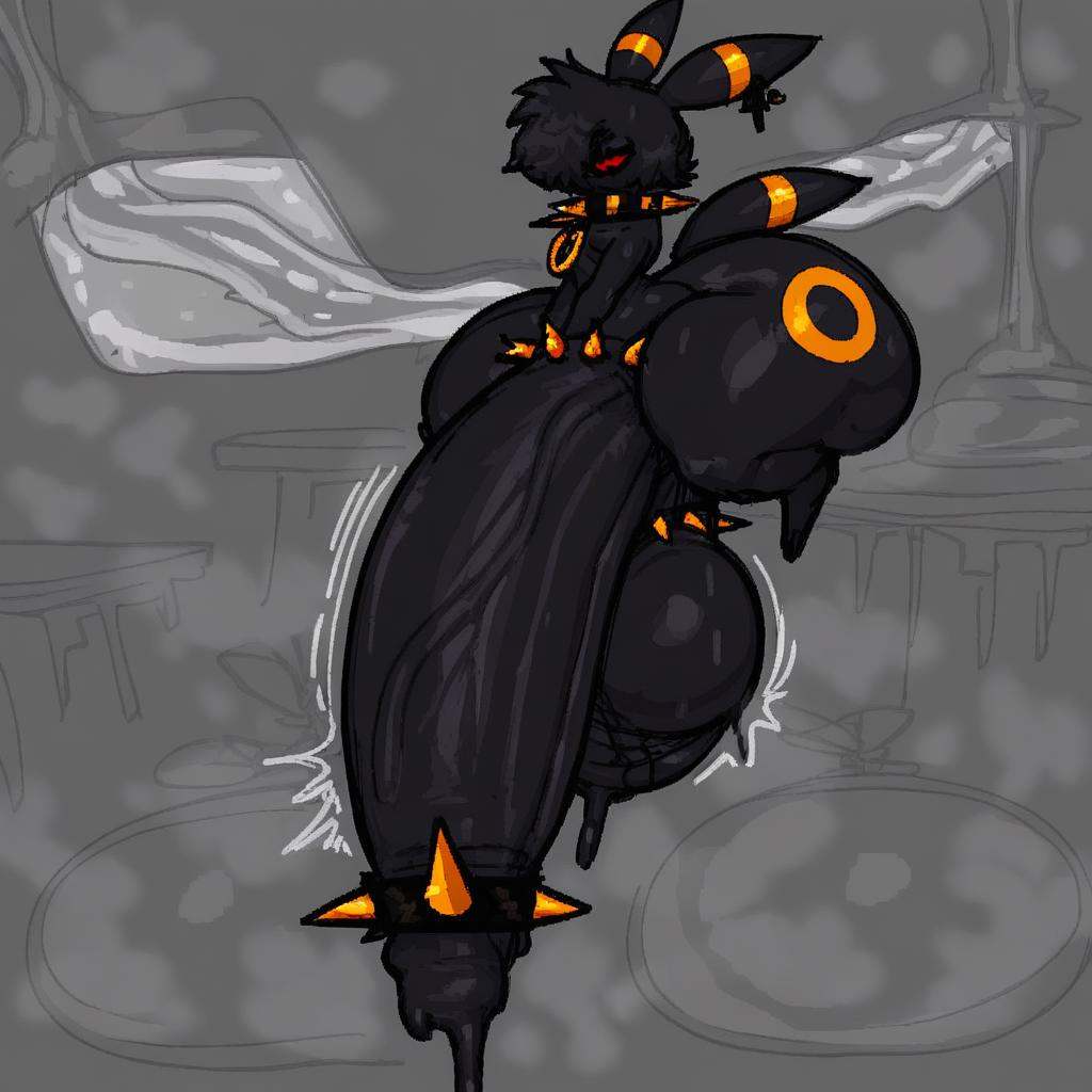 Black collar with yellow spikes and chain,  Shortstack,  anthro on Tensor.Art