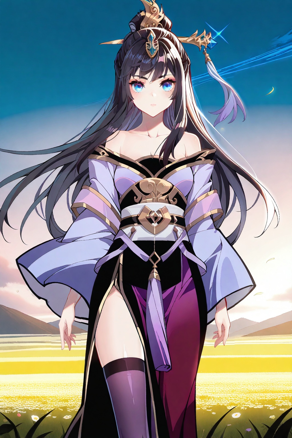 in a meadow,  in a meadow,  Thigh exposed on Tensor.Art