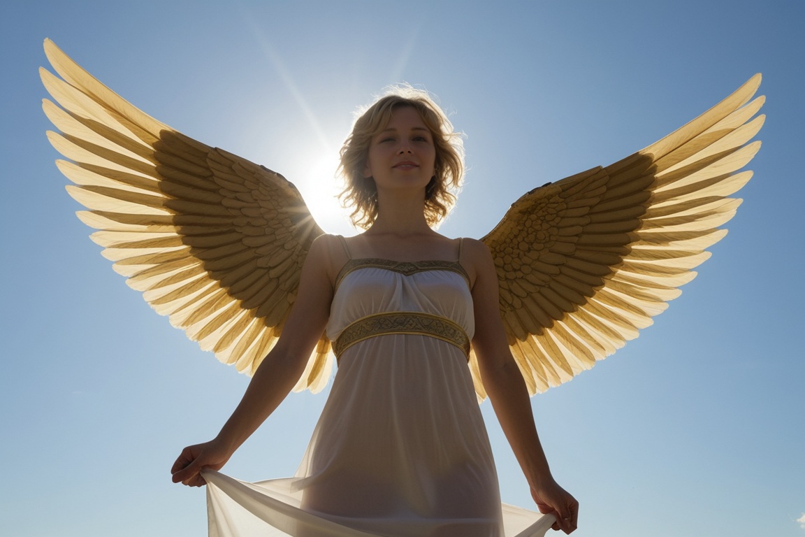 Angel,  toga dress,  real wings on Tensor.Art
