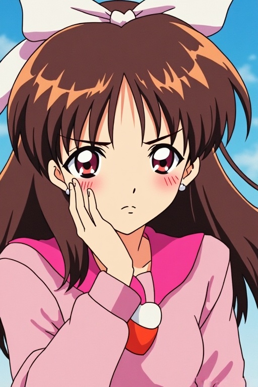 Inspired by the expressions from the Sailor Moon anime,  A girl in a moment of frustration,  the girl’s eyebrows furrow on...
