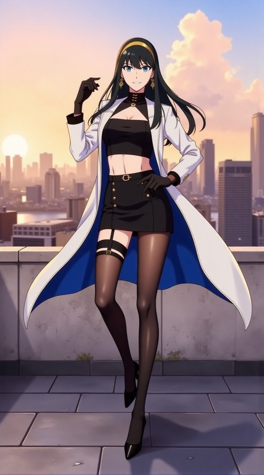 Yor Forger,  spy x family standing in model pose,  long black hair on Tensor.Art