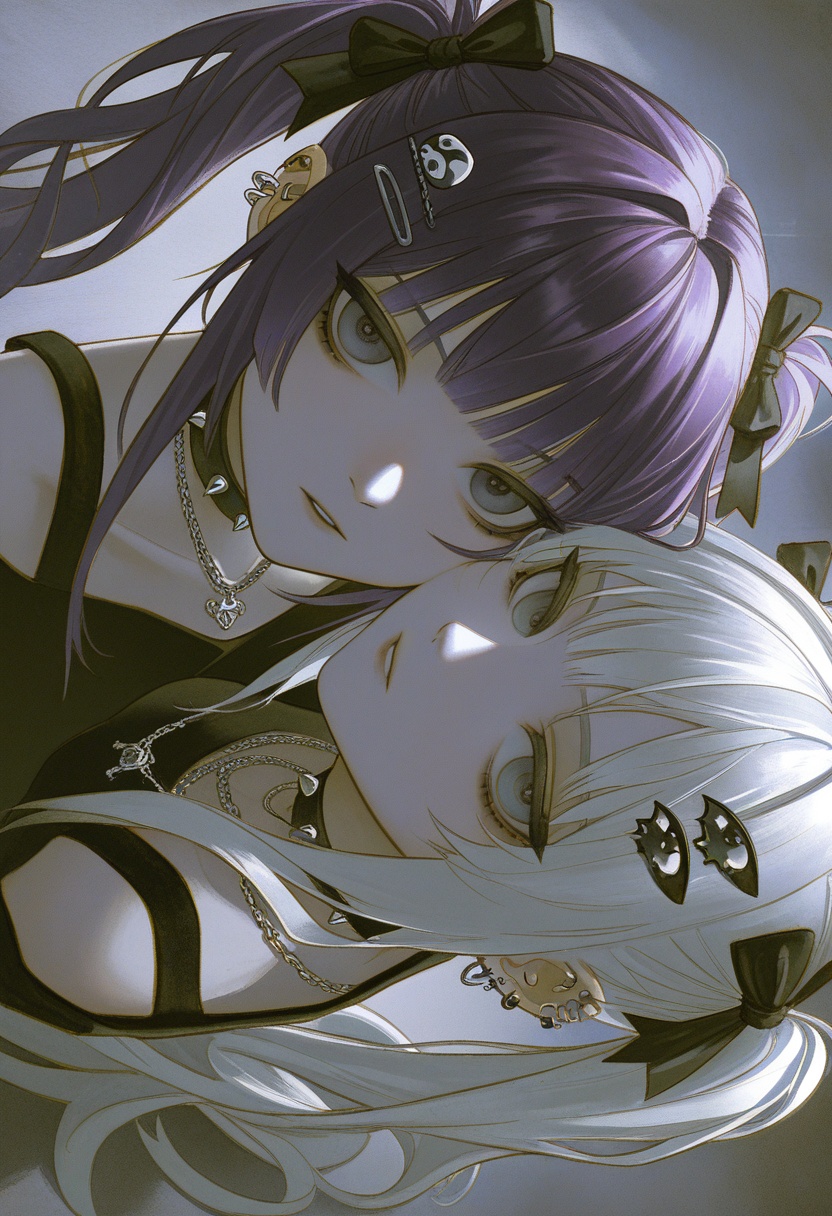v1nne,  2girls,  purple hair on Tensor.Art