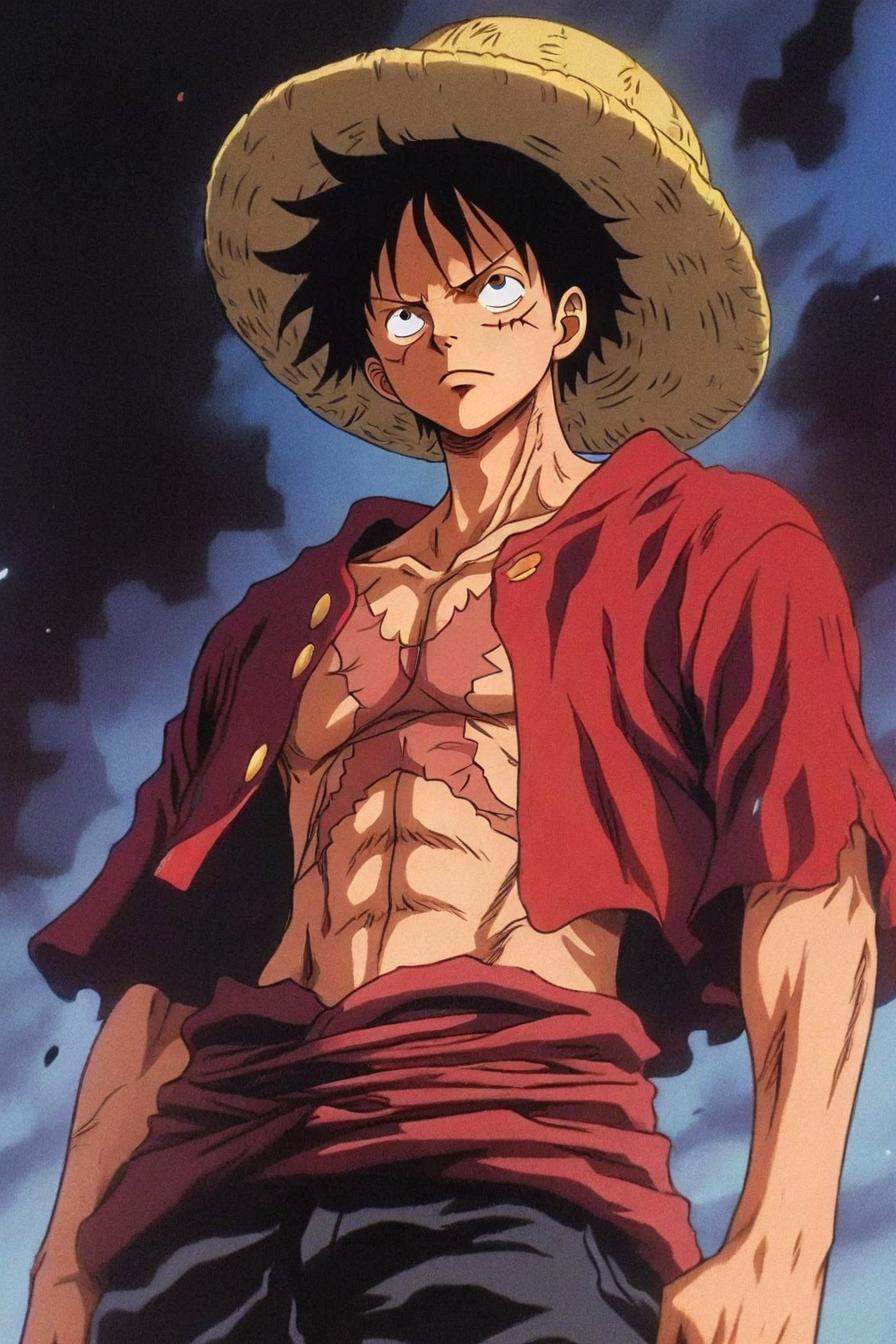 Luffy,  red jacket,  scar on chest on Tensor.Art