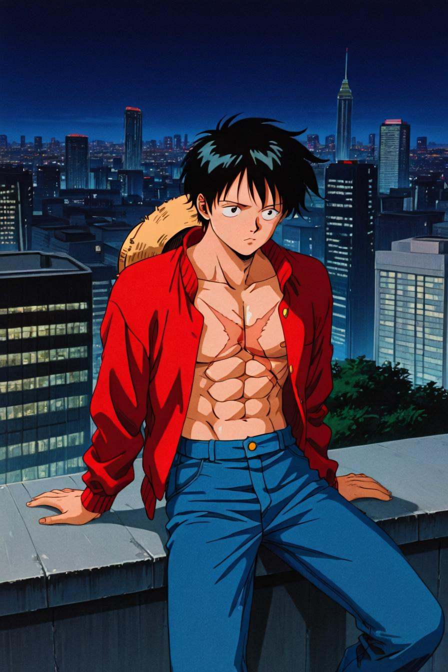 Luffy,  red jacket,  scar on chest on Tensor.Art