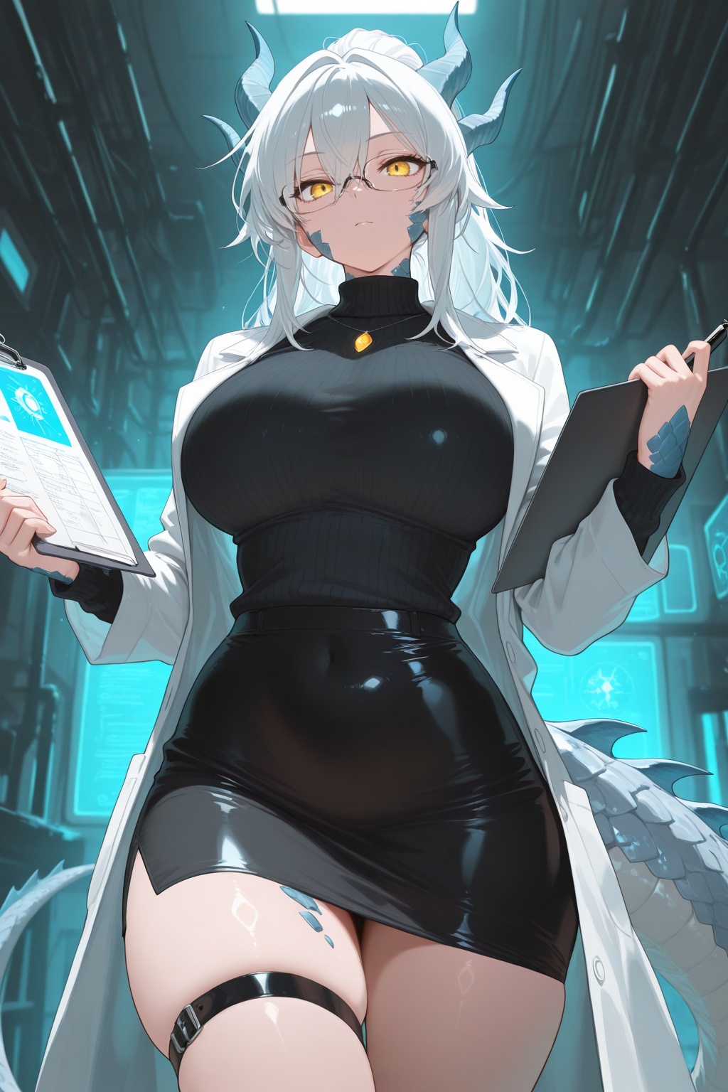 (masterpiece),  best picture quality,  Standing in a dark laboratory on Tensor.Art
