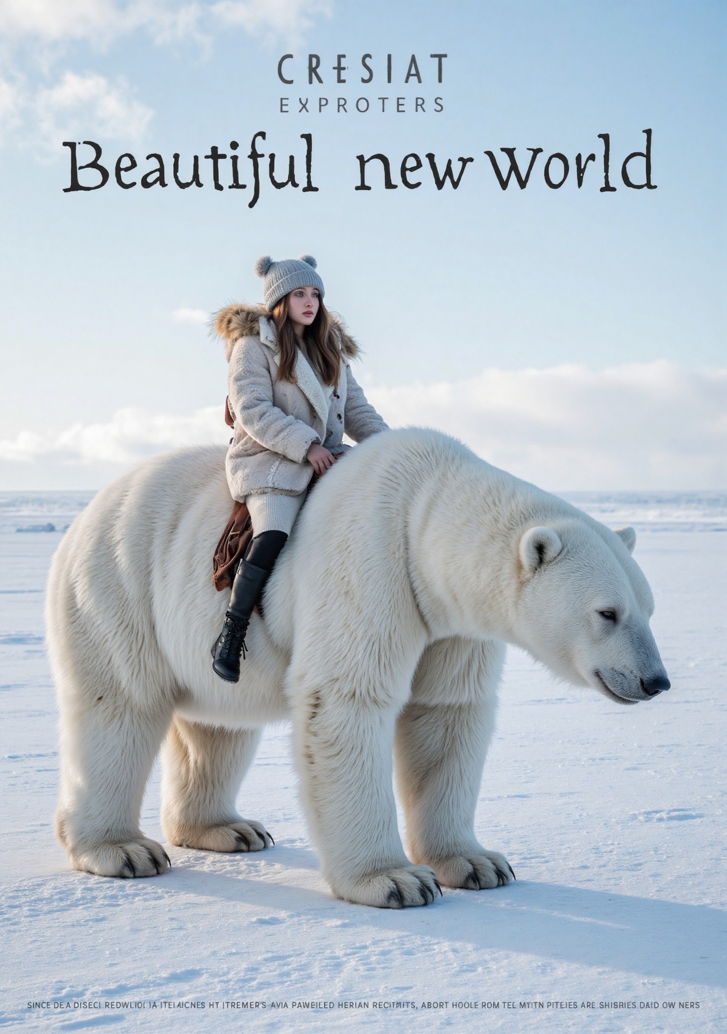 1girl,  riding,  giant polar bear on Tensor.Art