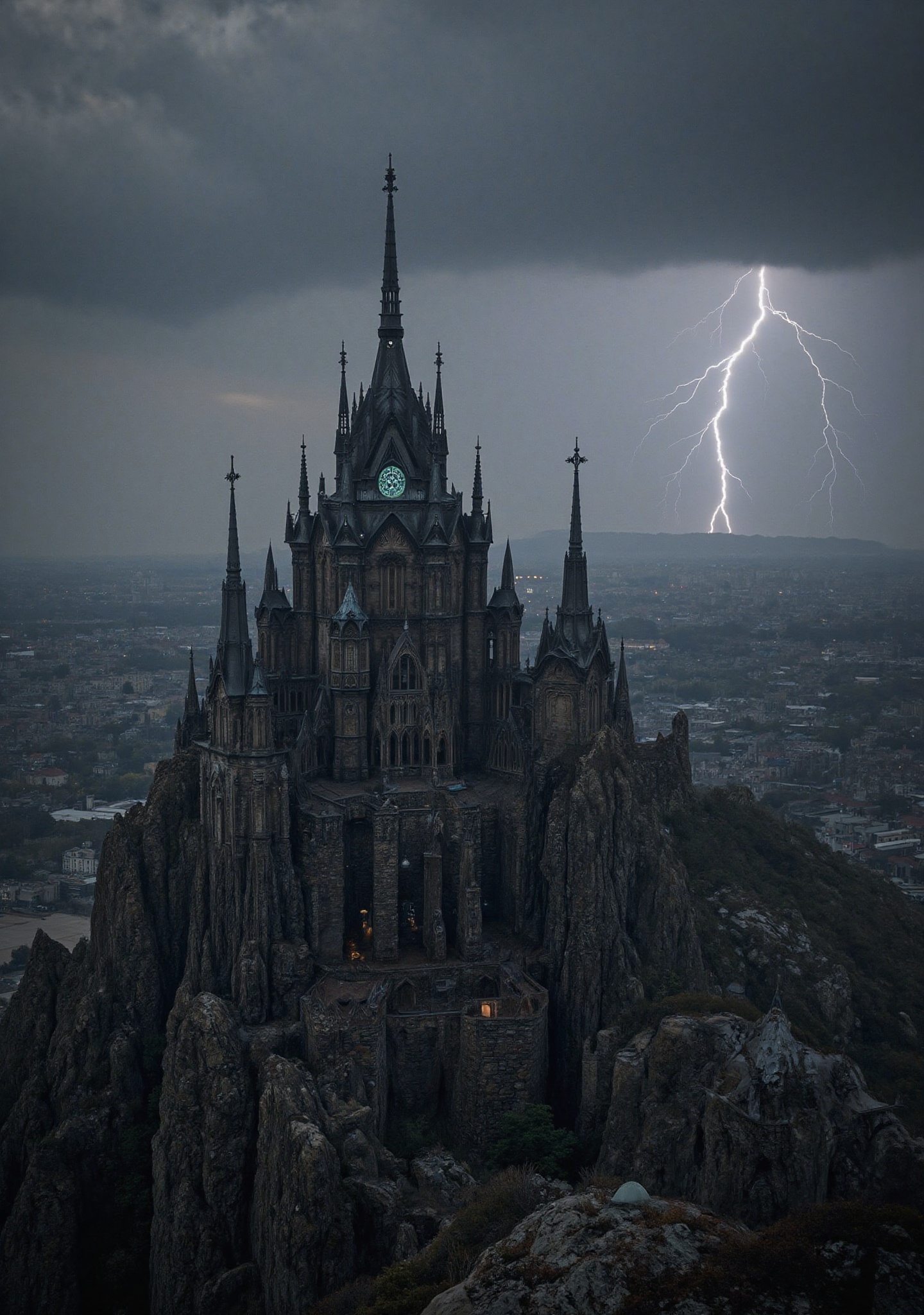 Create a complex and highly detailed high elven city black gothic aritchure style,  verticality,  in photorealistic style...
