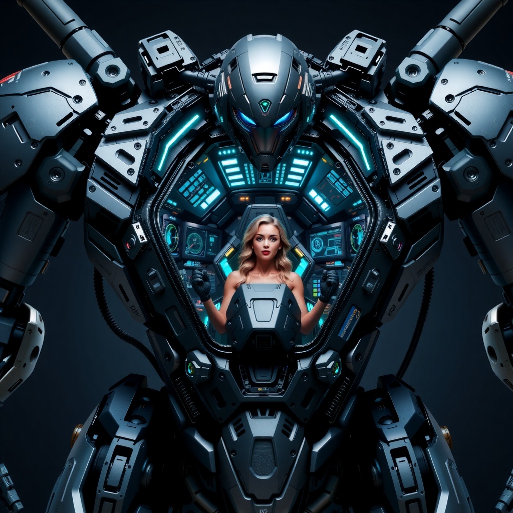 futuristic giant robot,  Mecha_pilot,  open cockpit on Tensor.Art
