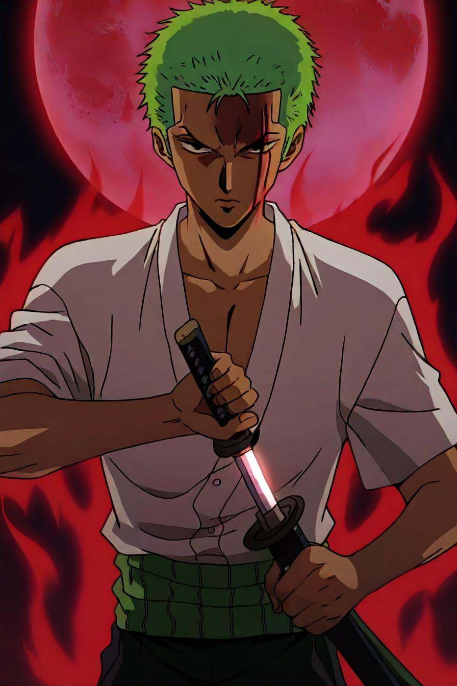 roronoa zoro,  green hair,  black eyes on Tensor.Art