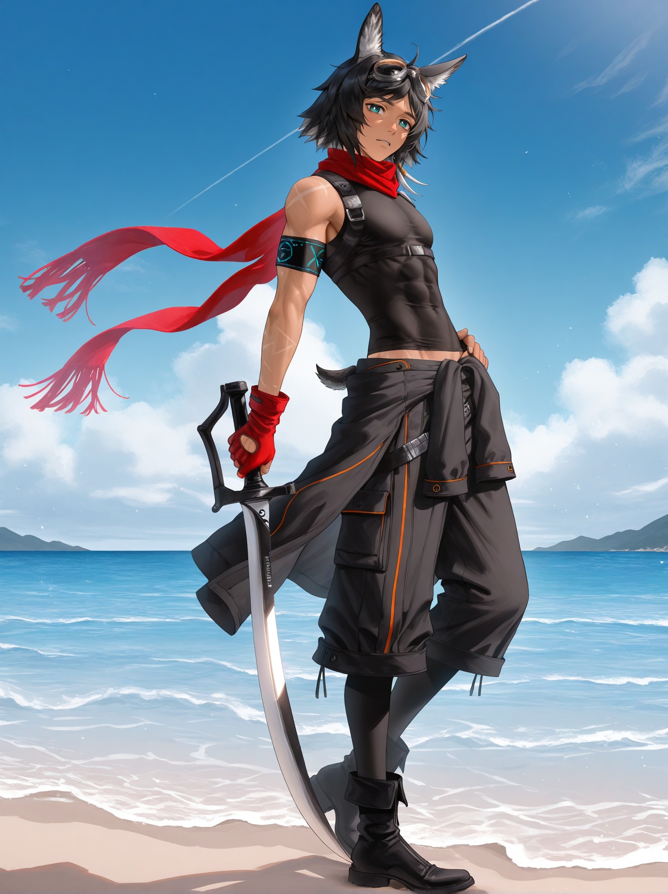 1boy,  courier \(arknights\),  courier el2 on Tensor.Art