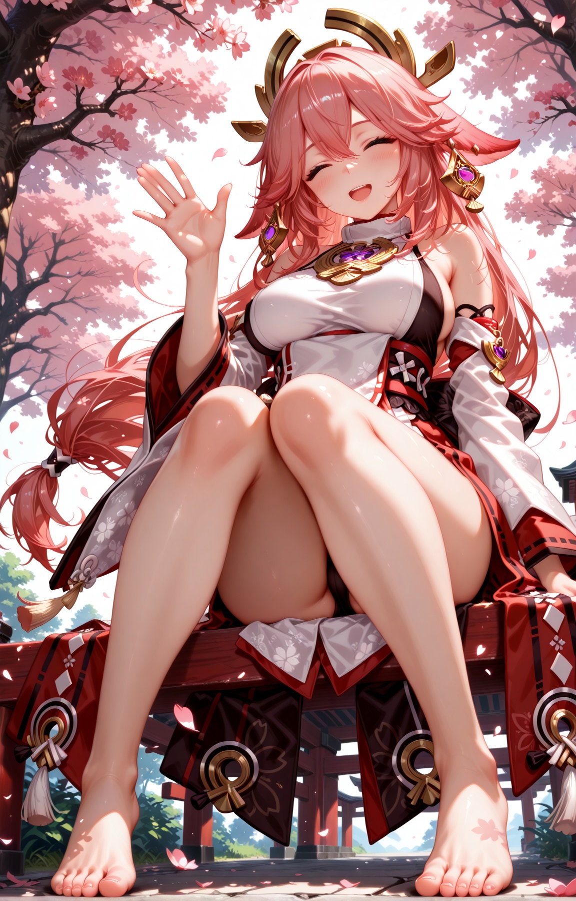 1girl,  yae miko from Genshin Impact,  sitting on Tensor.Art