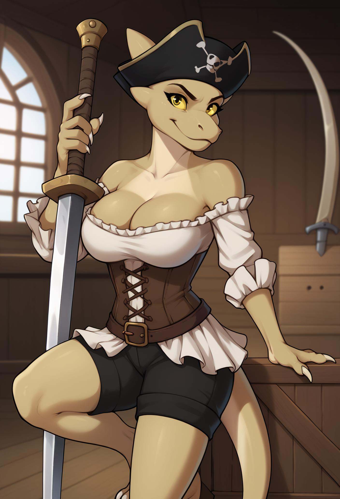 1girl,  solo,  pirate hat on Tensor.Art