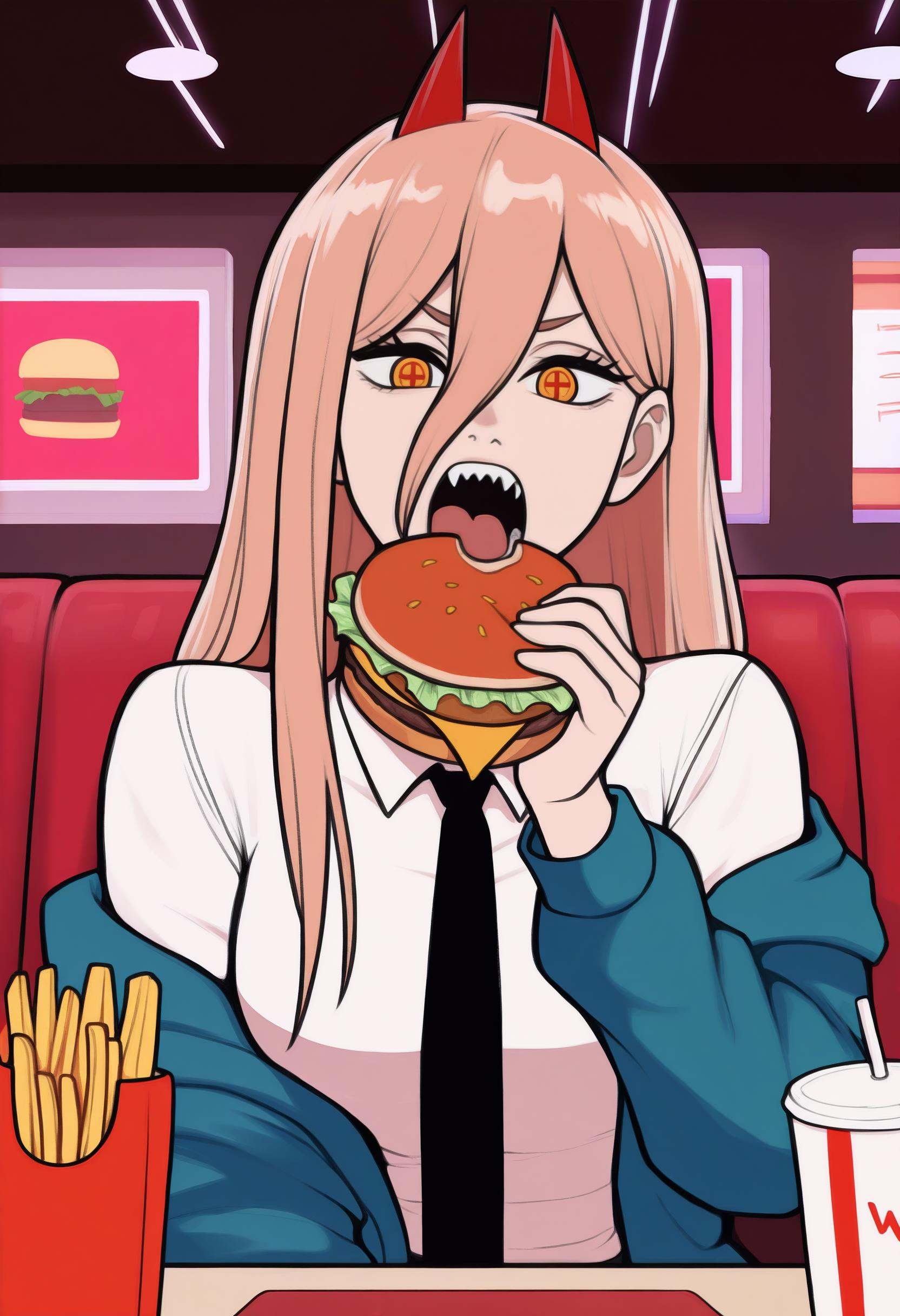 1girl,  solo,  burger on Tensor.Art