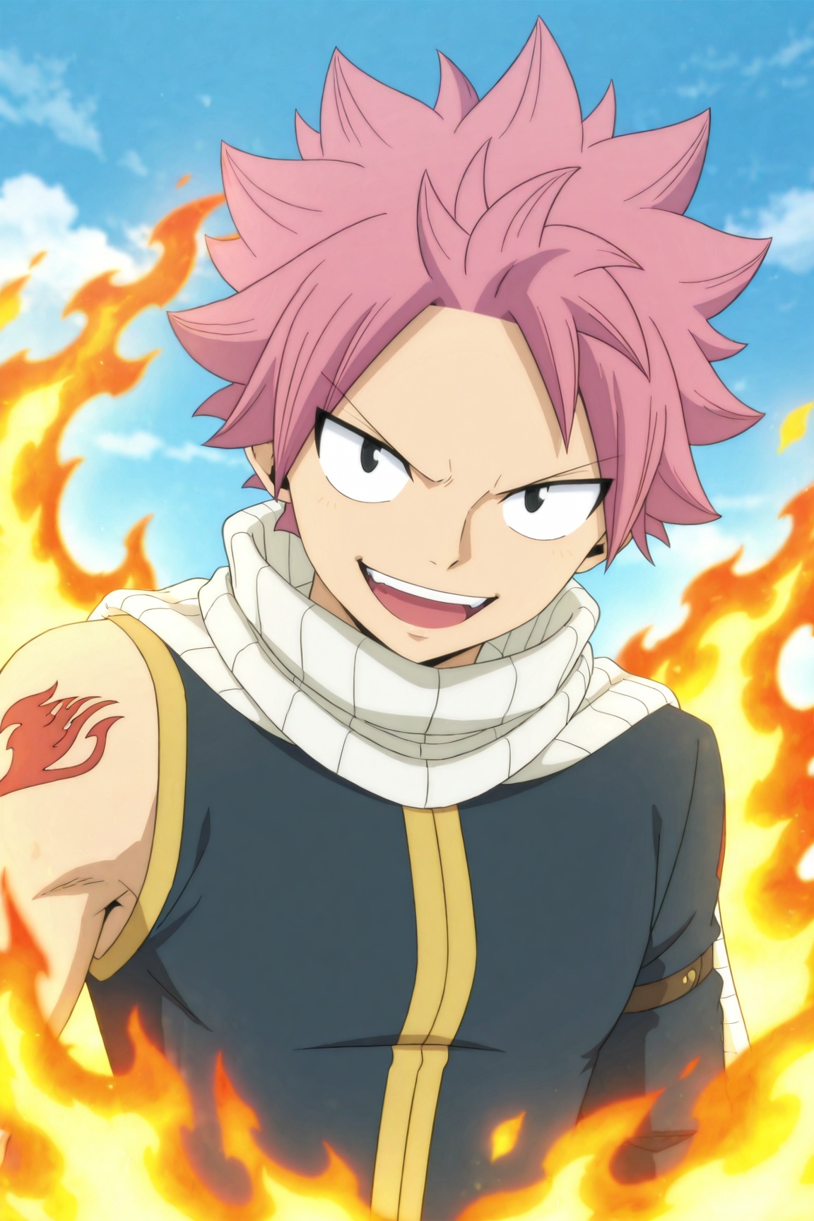 natsu dragneel,  pink hair,  black eyes on Tensor.Art