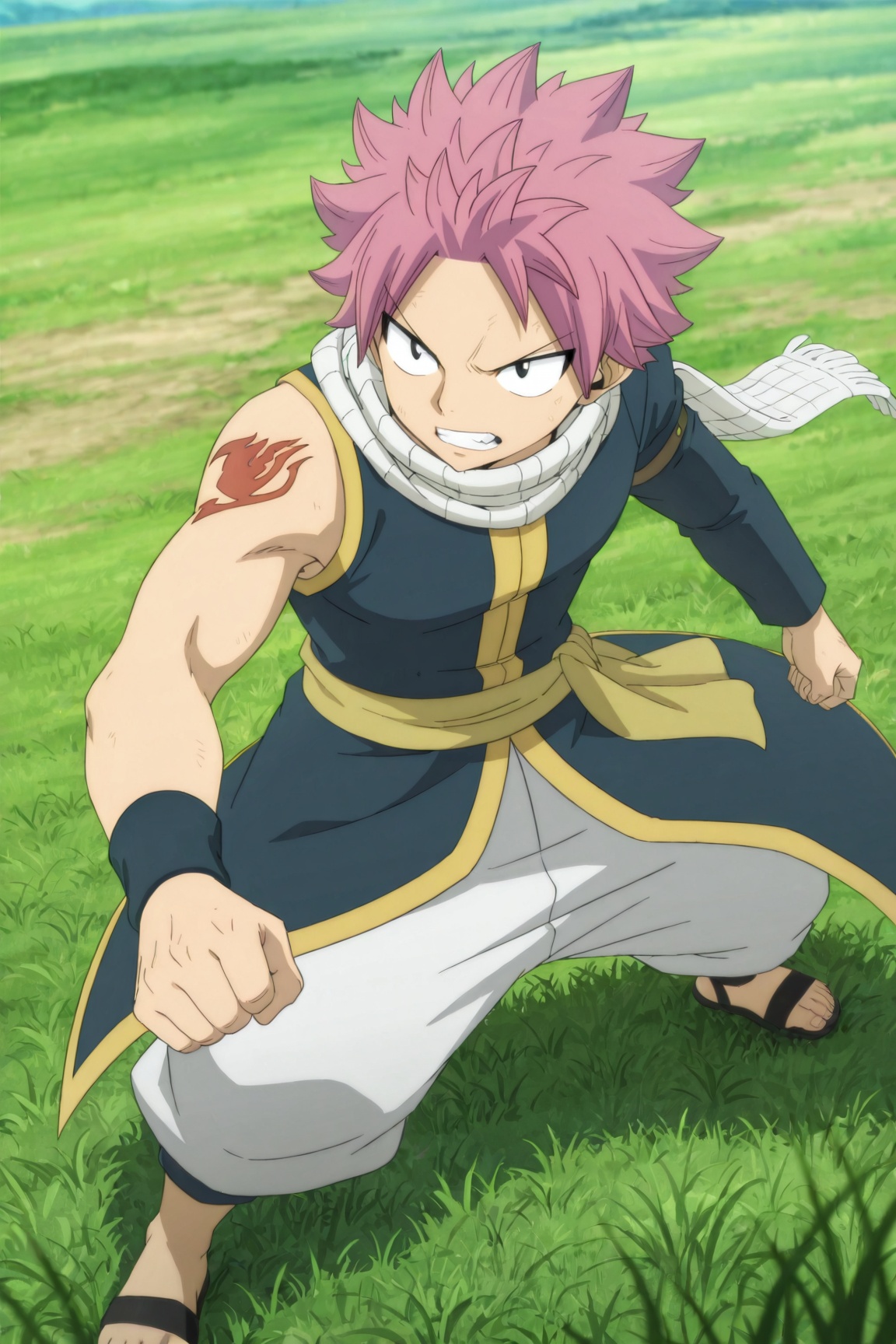 natsu dragneel,  pink hair,  black eyes on Tensor.Art