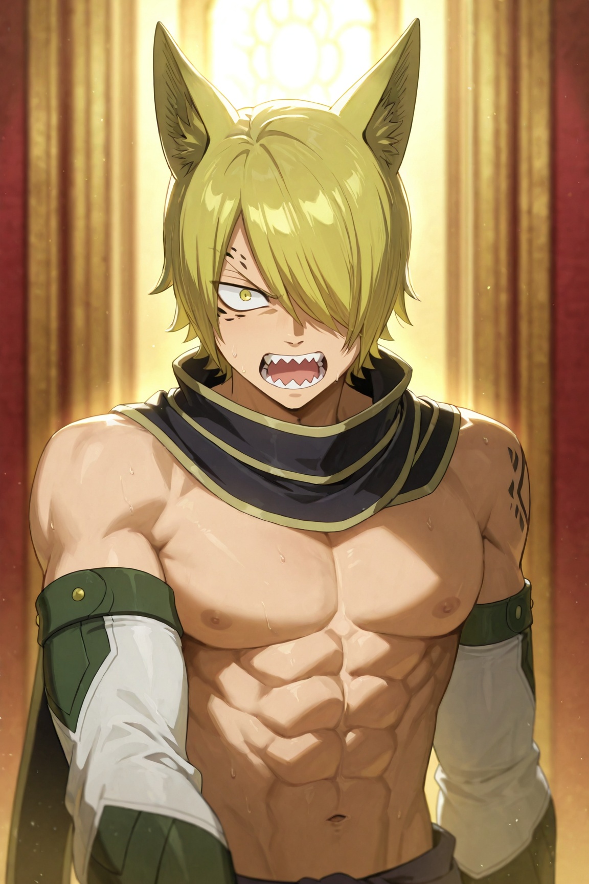 jackal,  blonde hair,  yellow eyes on Tensor.Art