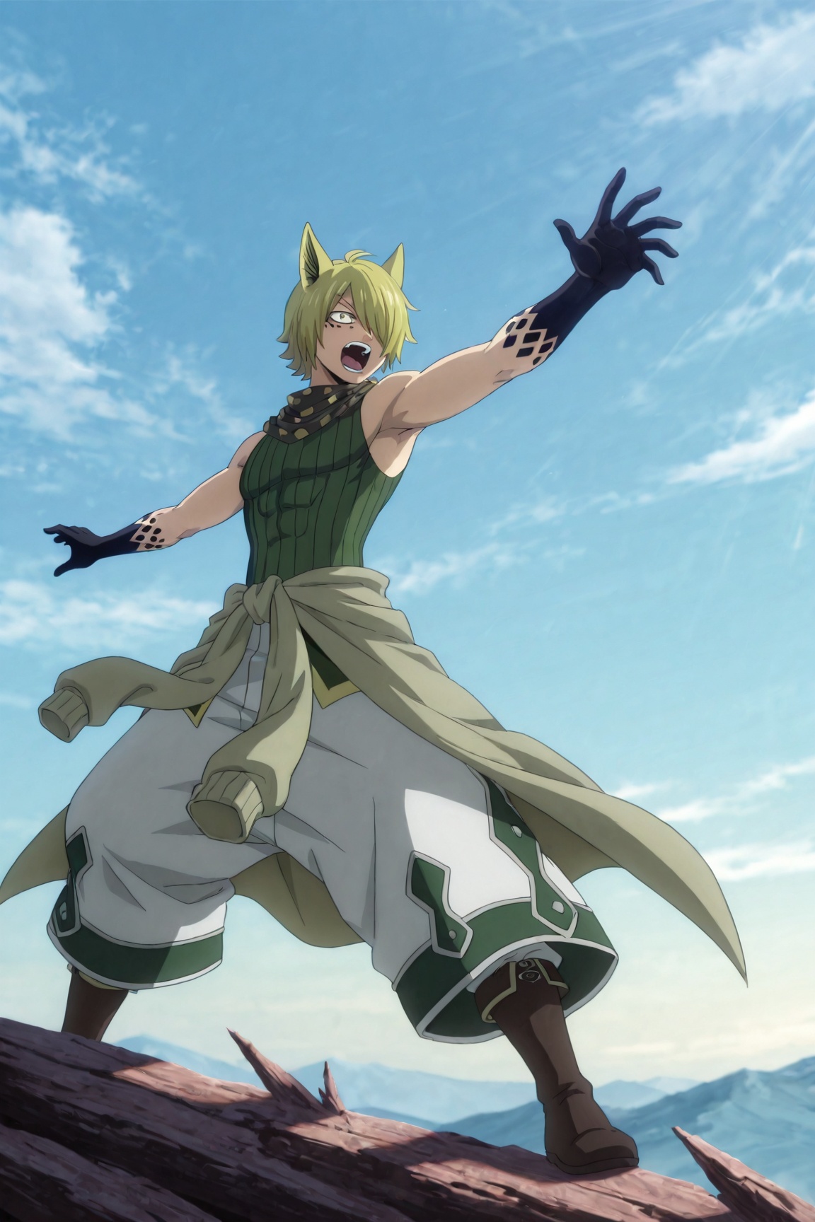 jackal,  blonde hair,  yellow eyes on Tensor.Art