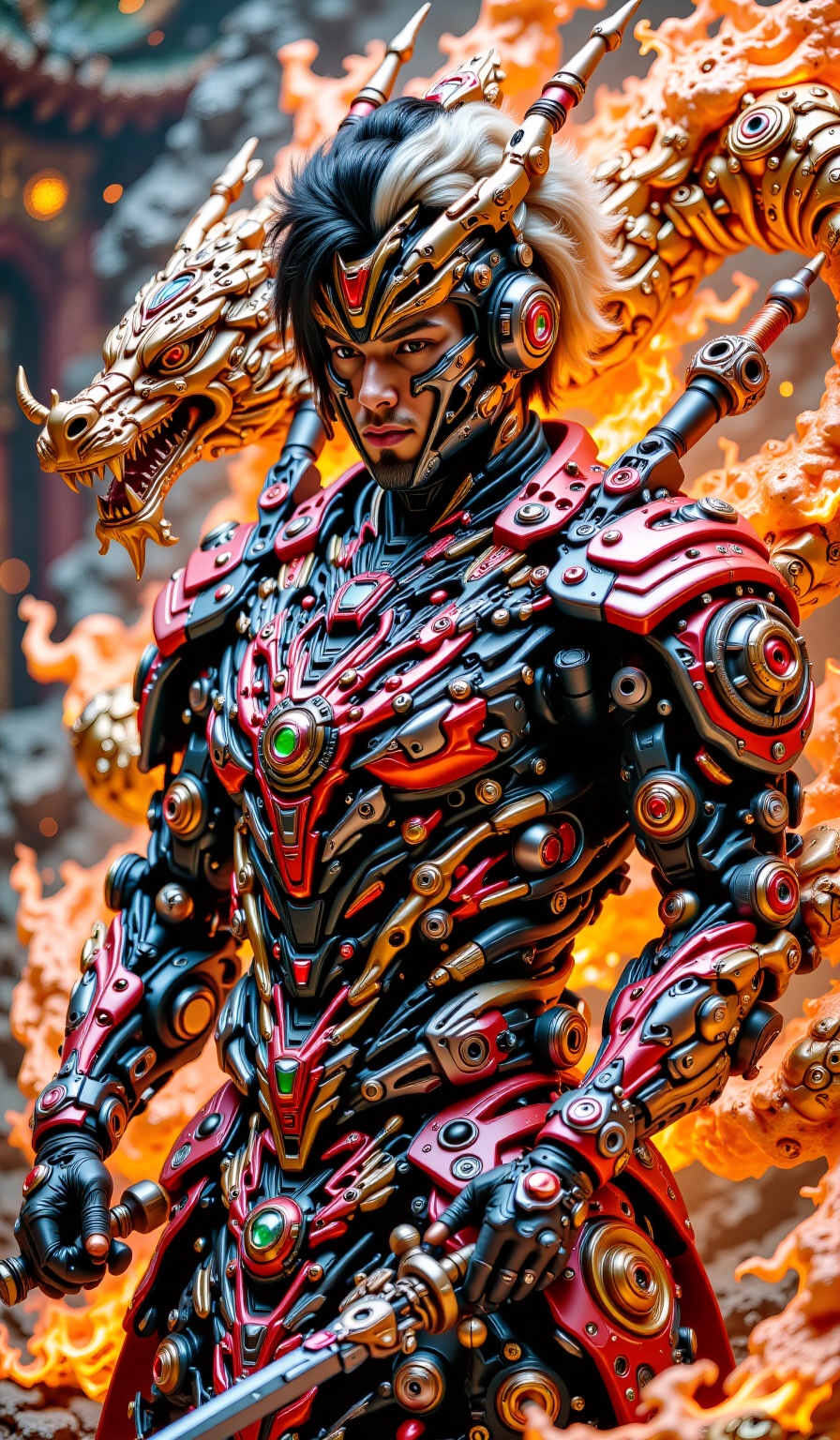 Biomechanical exosskeleton humanoid,  The image depicts a biohumanoid hybrid in elaborate,  A combination of combat and tr...