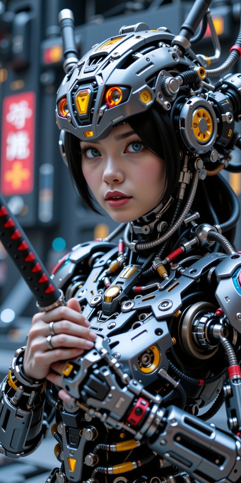 Japanese woman face image,  fair skin,  blue eyes on Tensor.Art