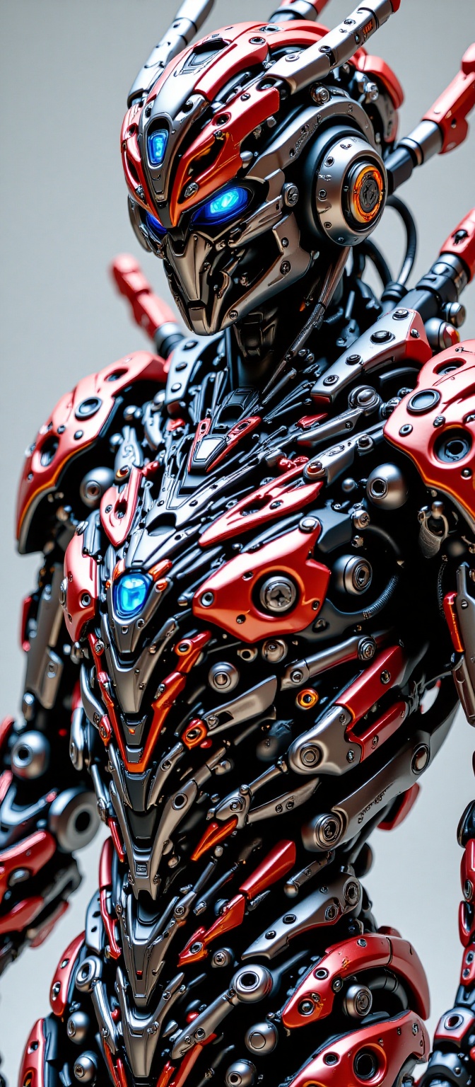 A hyper-detailed digital illustration of a futuristic robot,  resembling a nonhumanoid figure,  covered in intricate mecha...