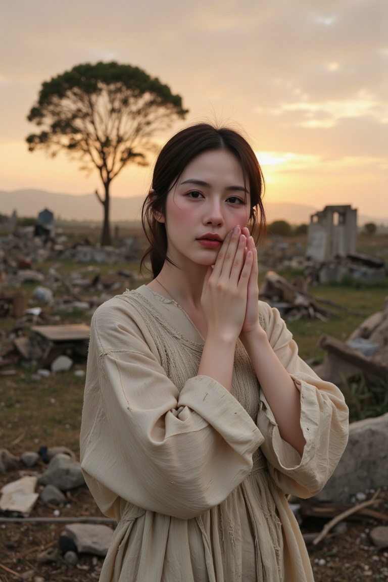 Ultra-realistic 8K RAW photo,  full-body shot in a professional studio. Young Vietnamese woman with porcelain-white skin,...