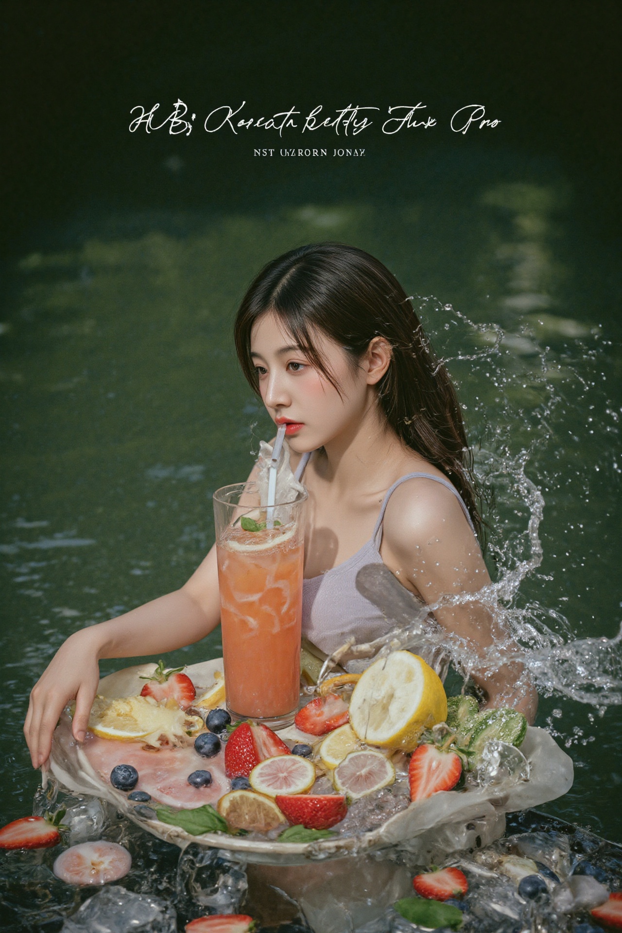 In this captivating advertisement for juice,  a serene woman sits in a soft focus close-up,  exuding effortless relaxation...