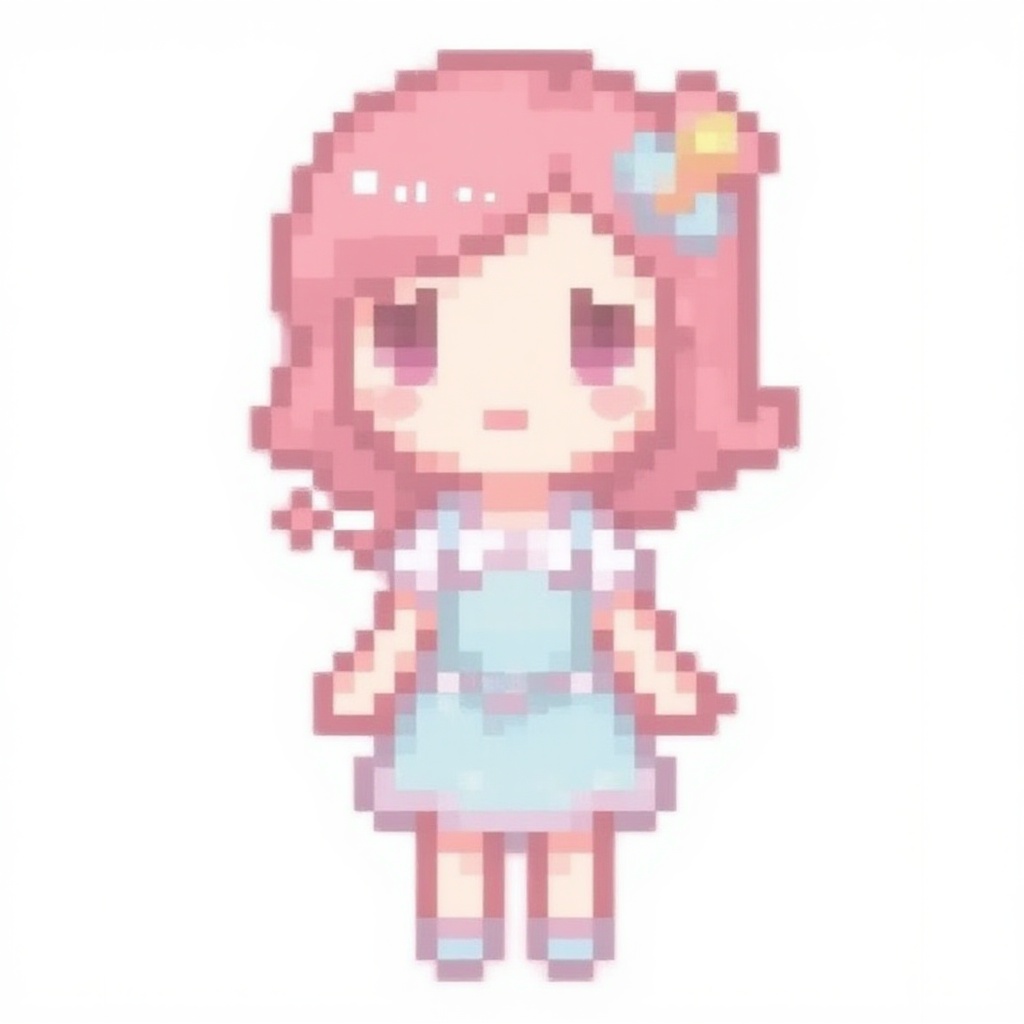Pixel chibi girl in pastel dress,  white background on Tensor.Art