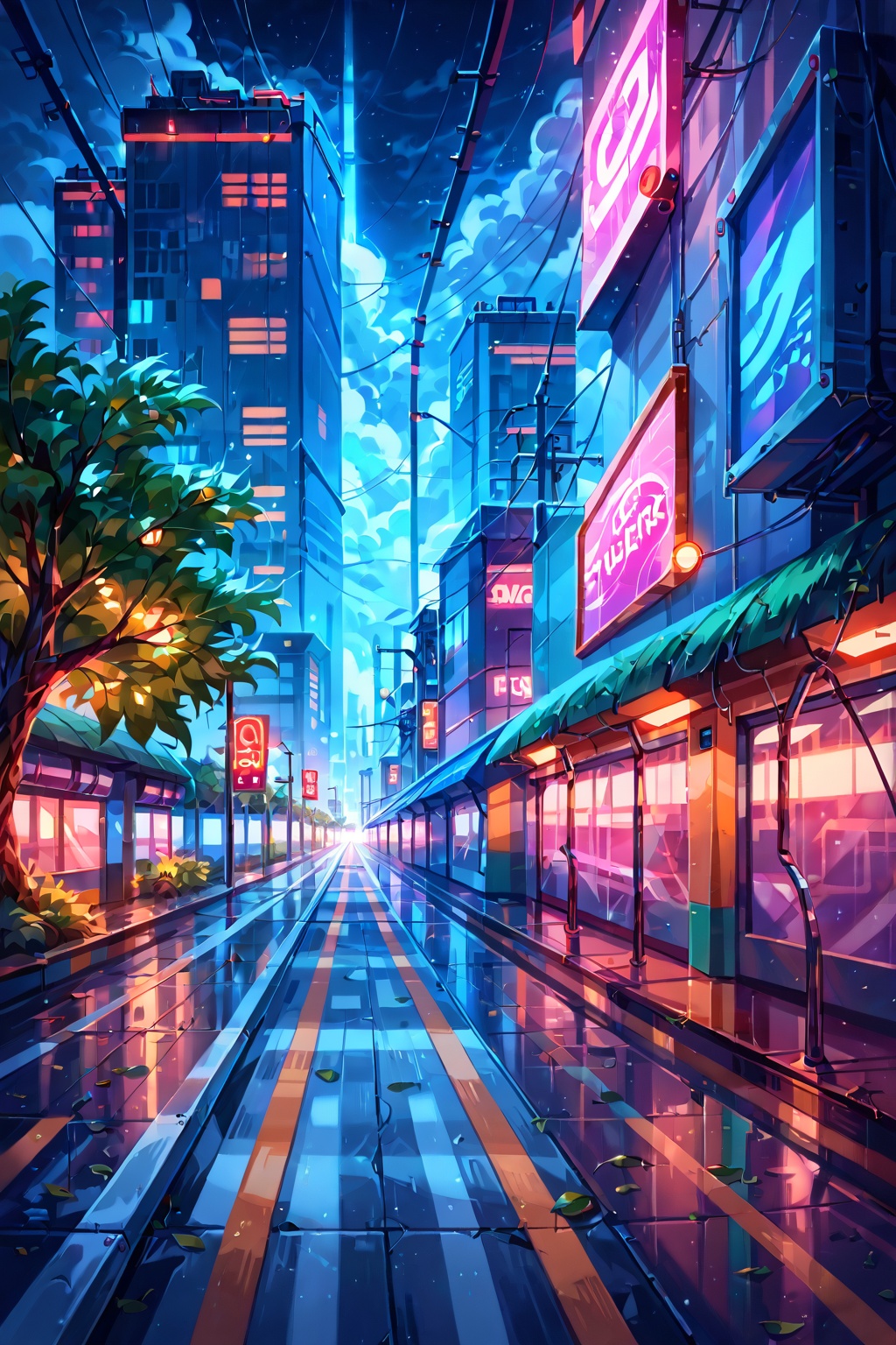 Nixst3rAes,  digital artwork,  futuristic urban night scene on Tensor.Art