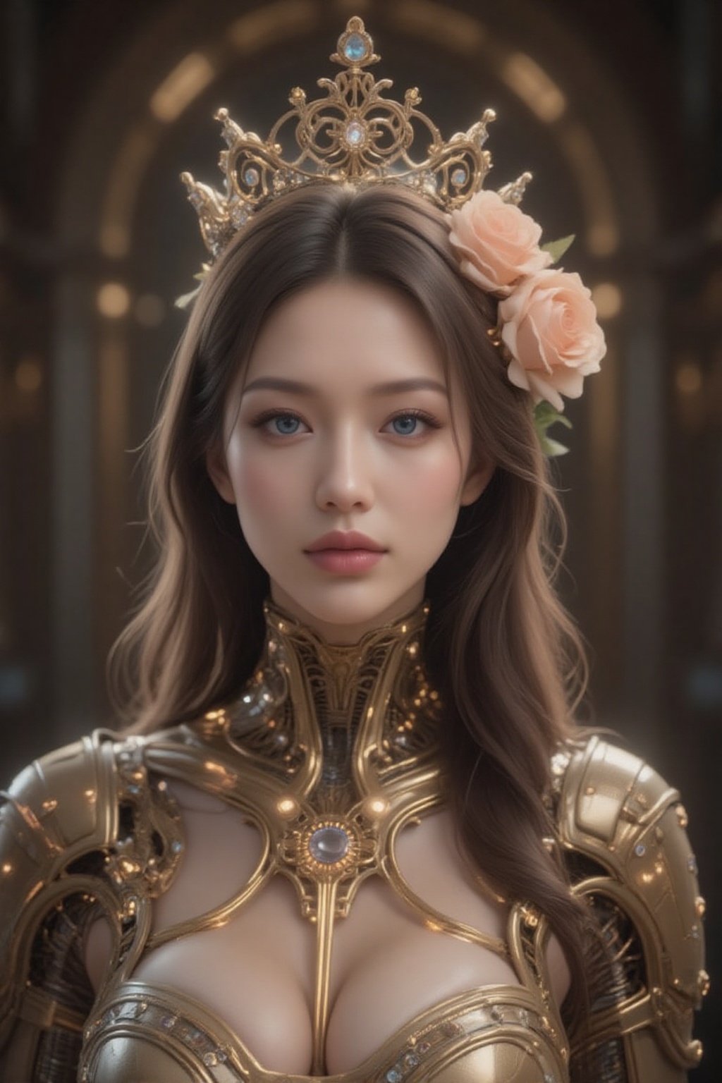 masterpiece,  ultra-detailed,  photorealistic upper body portrait of a cyborg woman with porcelain skin on Tensor.Art