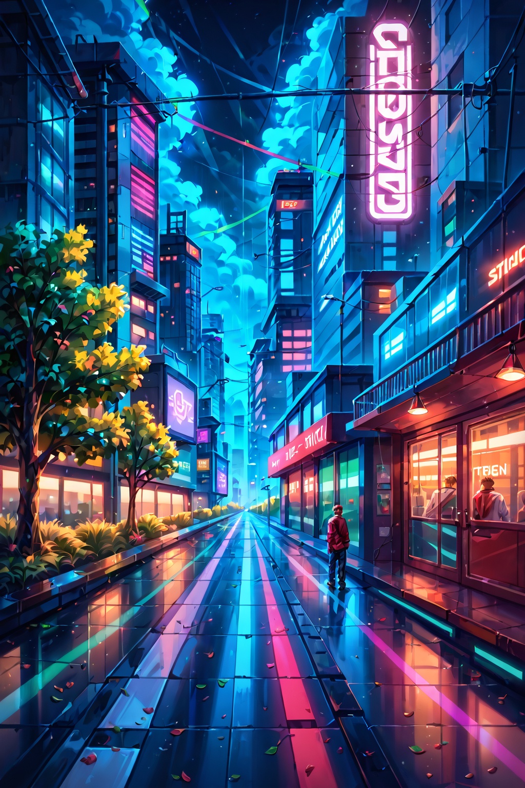 Nixst3rAes,  digital artwork,  futuristic urban night scene on Tensor.Art