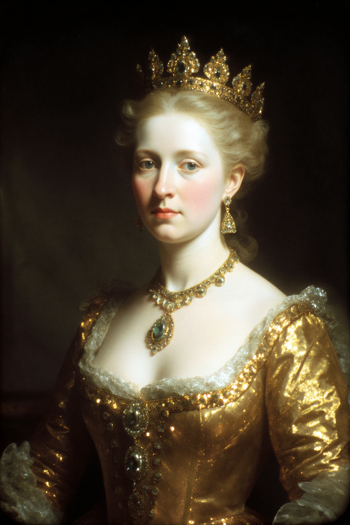 Cinematic Anamorphic film style,  Midjourney,  blonde Russian queen portrait on Tensor.Art