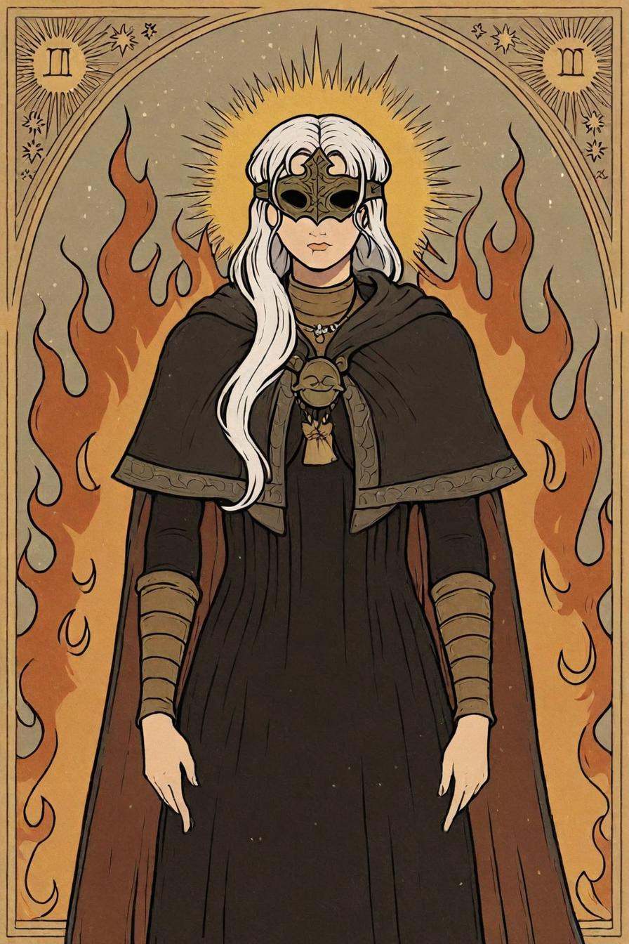 fire keeper,  long hair,  white hair on Tensor.Art