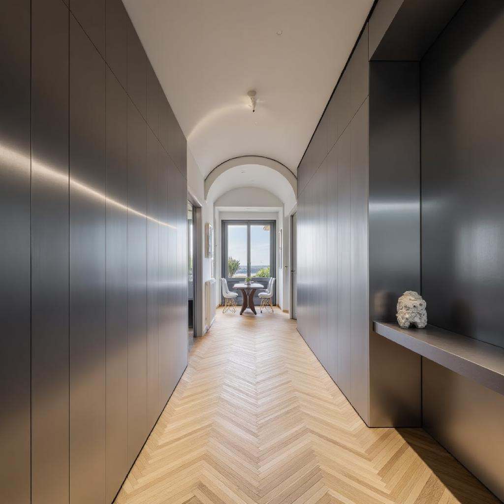 WD,  WD,  This high-quality photograph features a minimalist hallway with a sleek on Tensor.Art