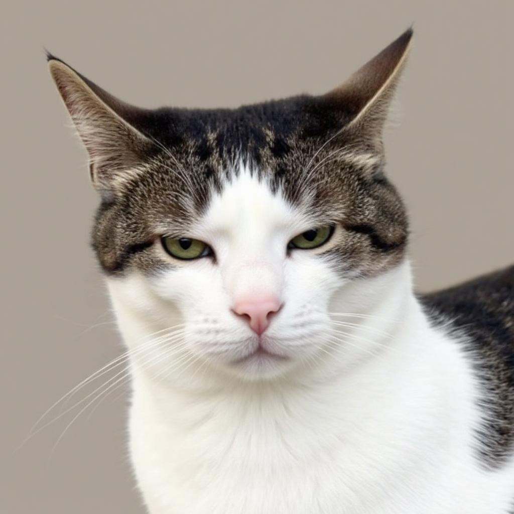 WD,  WD,  This close-up image features a serene white and gray tabby cat with striking green eyes on Tensor.Art