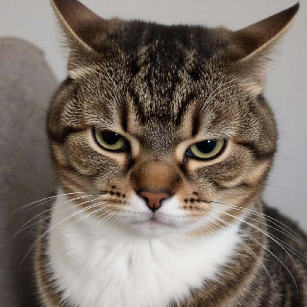 WD,  WD,  This close-up image features a tabby cat with a distinctive on Tensor.Art