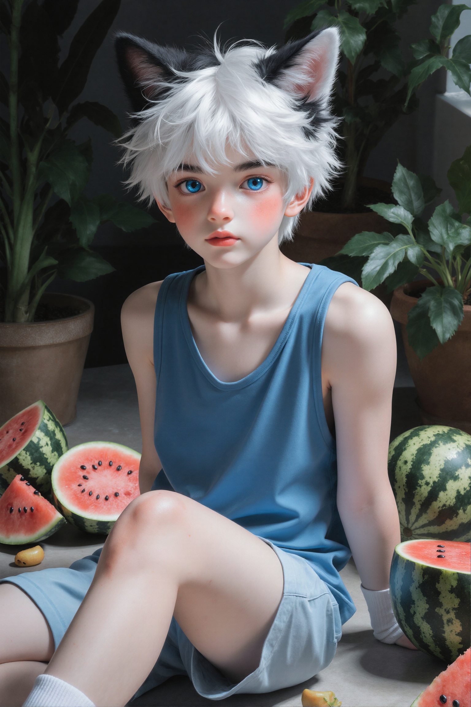 Realistic cat boy solo,  full body,  male focus on Tensor.Art