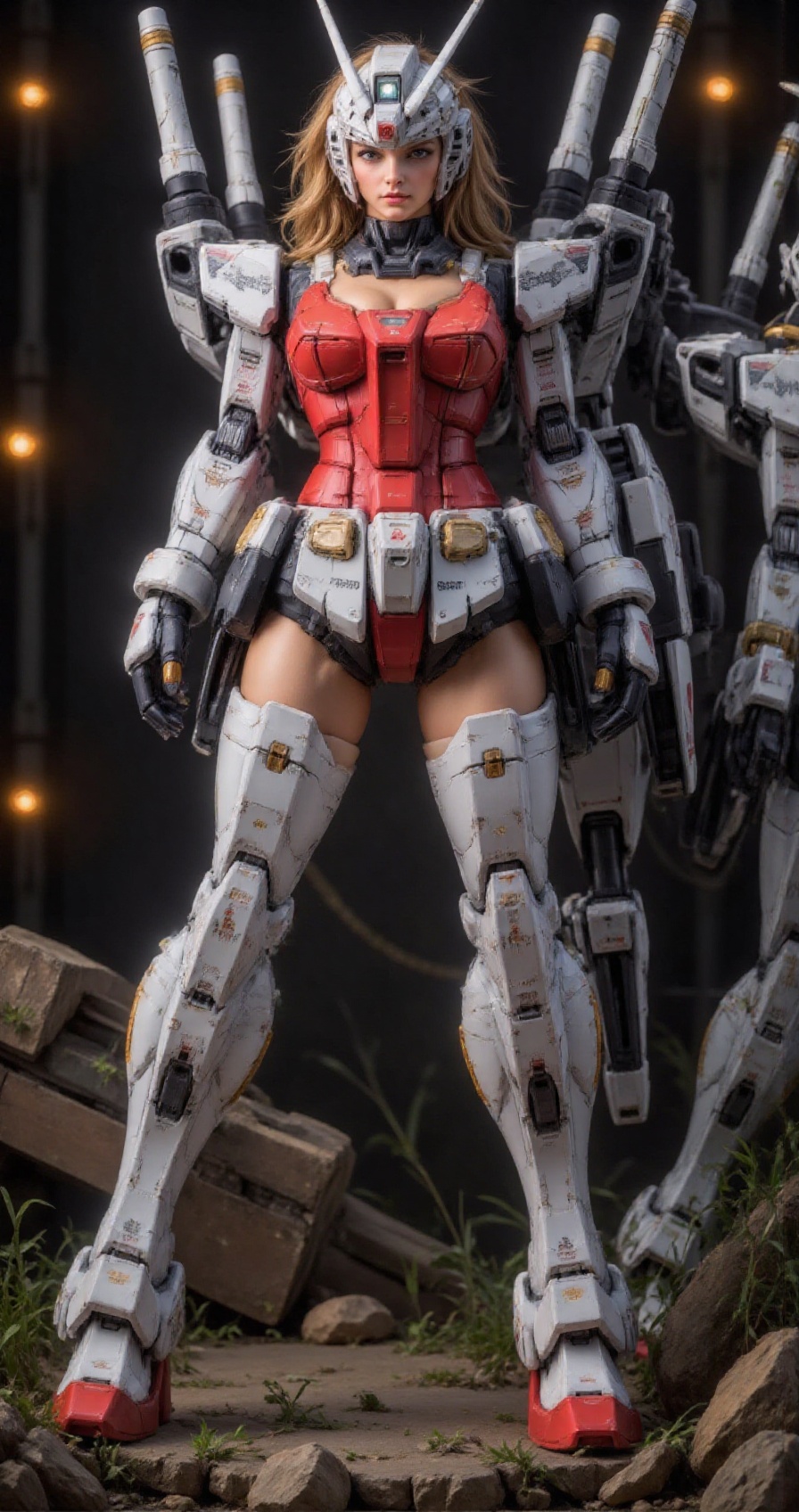 gundamgirlmecha,  sexy female mecha pilot with gundam-inspired tight armor,  exposed thighs on Tensor.Art