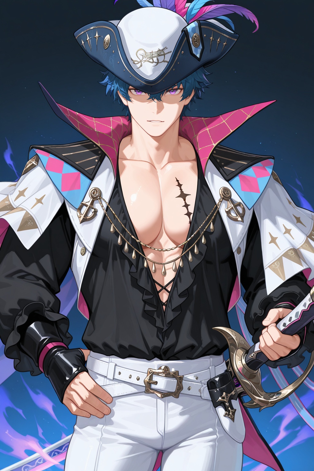 brant,  purple hair,  short hair on Tensor.Art