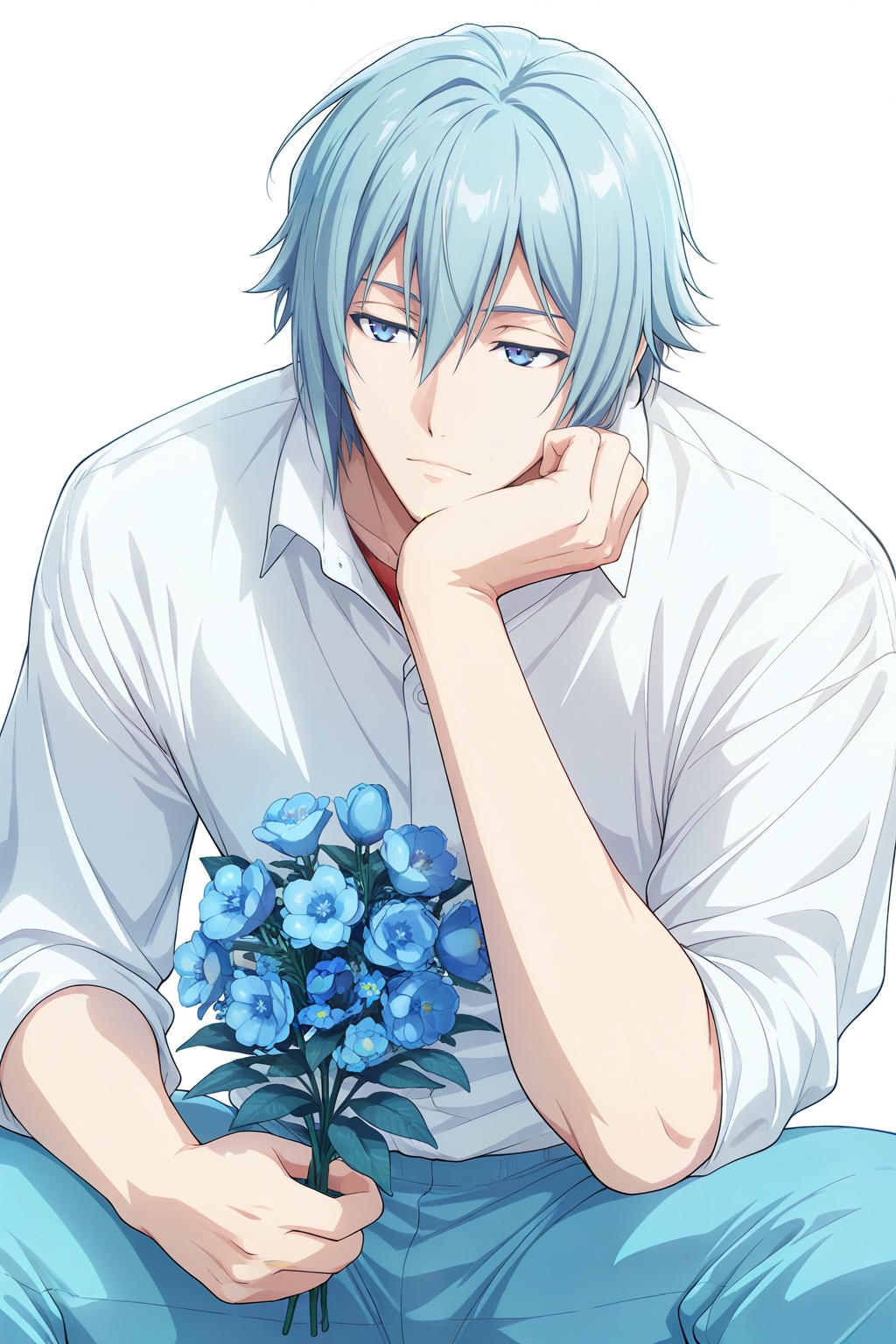 Tamaki Yotsuba,  light blue hair,  1boy on Tensor.Art