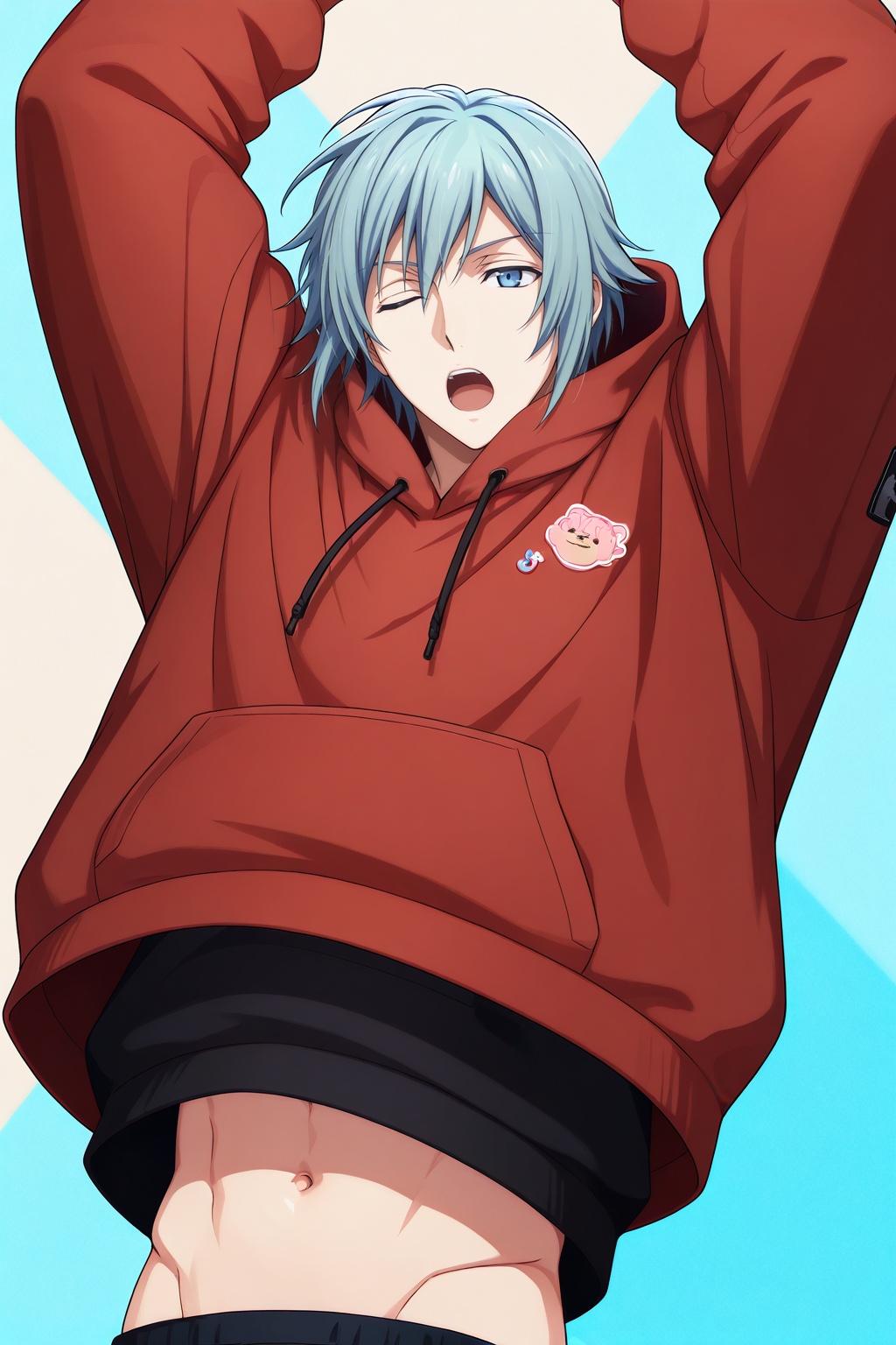 Tamaki Yotsuba,  light blue hair,  1boy on Tensor.Art