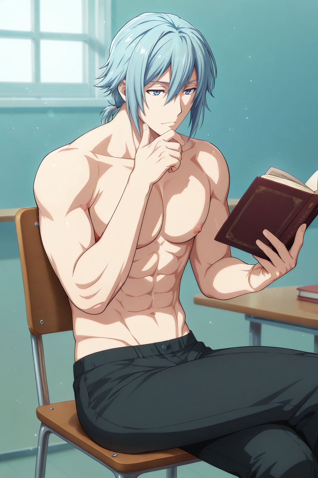 Tamaki Yotsuba,  light blue hair,  1boy on Tensor.Art