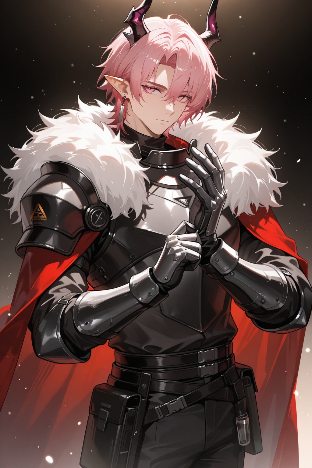 theresis (arknights),  1boy,  adjusting armor on Tensor.Art