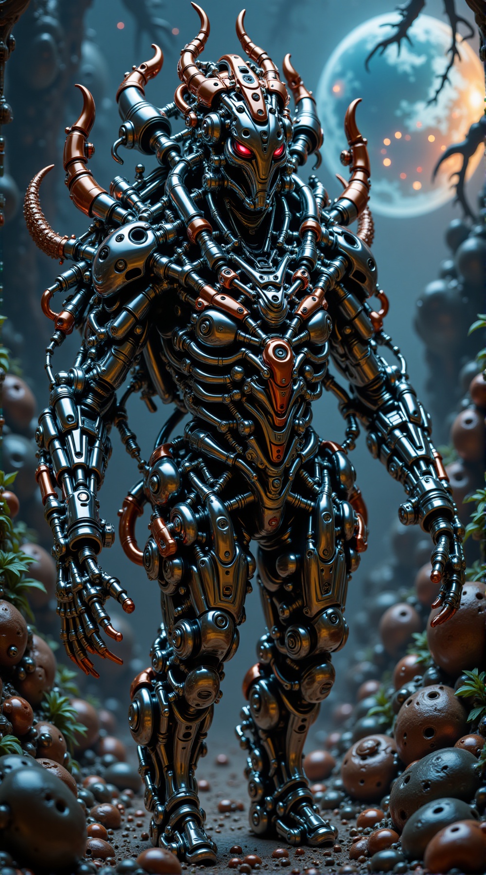 Cybernetik_detailed,  ultra-detailed hybrid mechanical armor,  combining biomechanical combat design on Tensor.Art